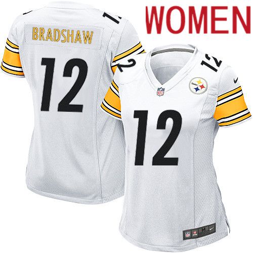 Women Pittsburgh Steelers 12 Terry Bradshaw Nike White Game NFL Jersey